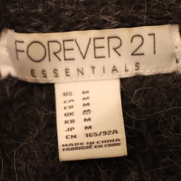 Forever 21 Soft Open Front Long Sleeve Cardigan Sweater Dark Grey size Medium - Picture 2 of 12